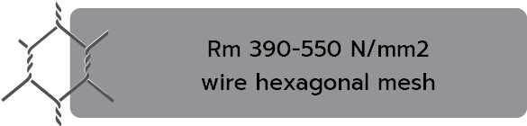 Rm 390-550 N/mm2 – wire hexagonal mesh